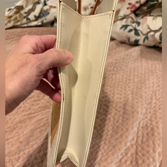 Elegant Vintage Tan and Cream Women's Handbag Great Condition Weave Woven - Picture 9 of 10